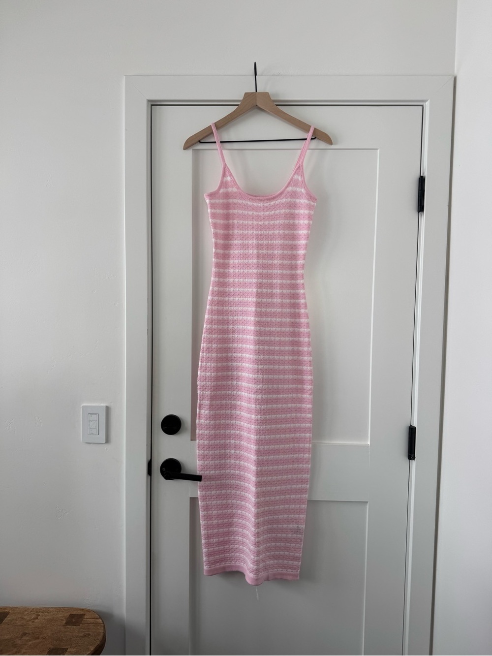 Pink Striped Knit Slip Dress